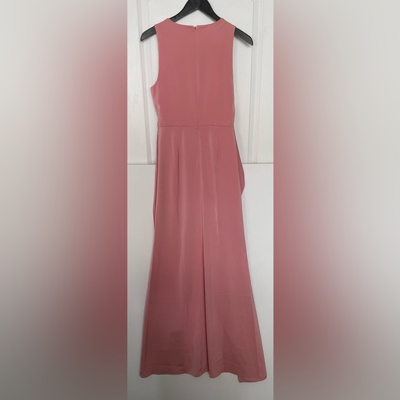 Lovers & Friends CHICHIRA GOWN Pink satin faux wrap plunge neck maxi gown m - Picture 9 of 12